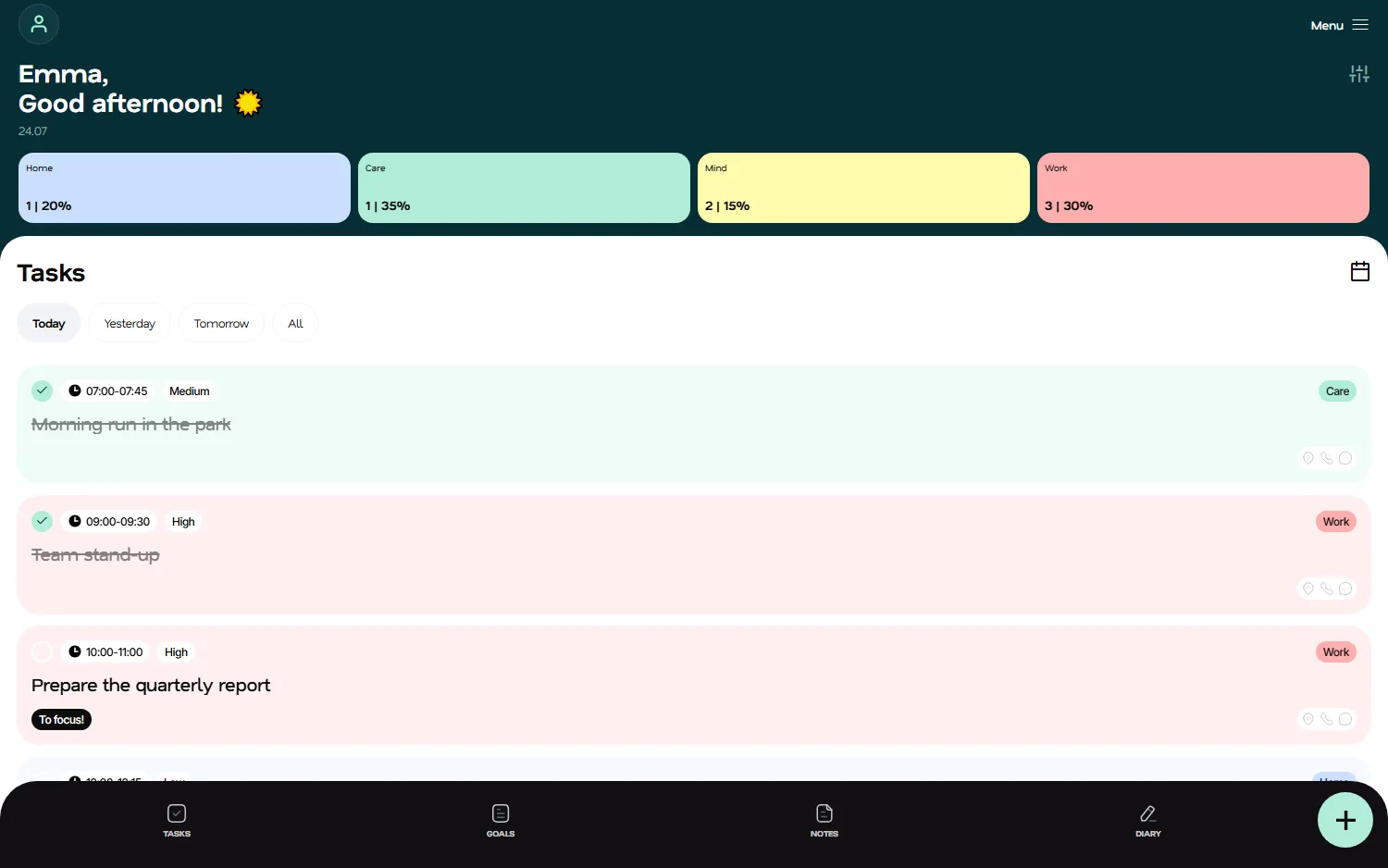 Fluena in a desktop browser
